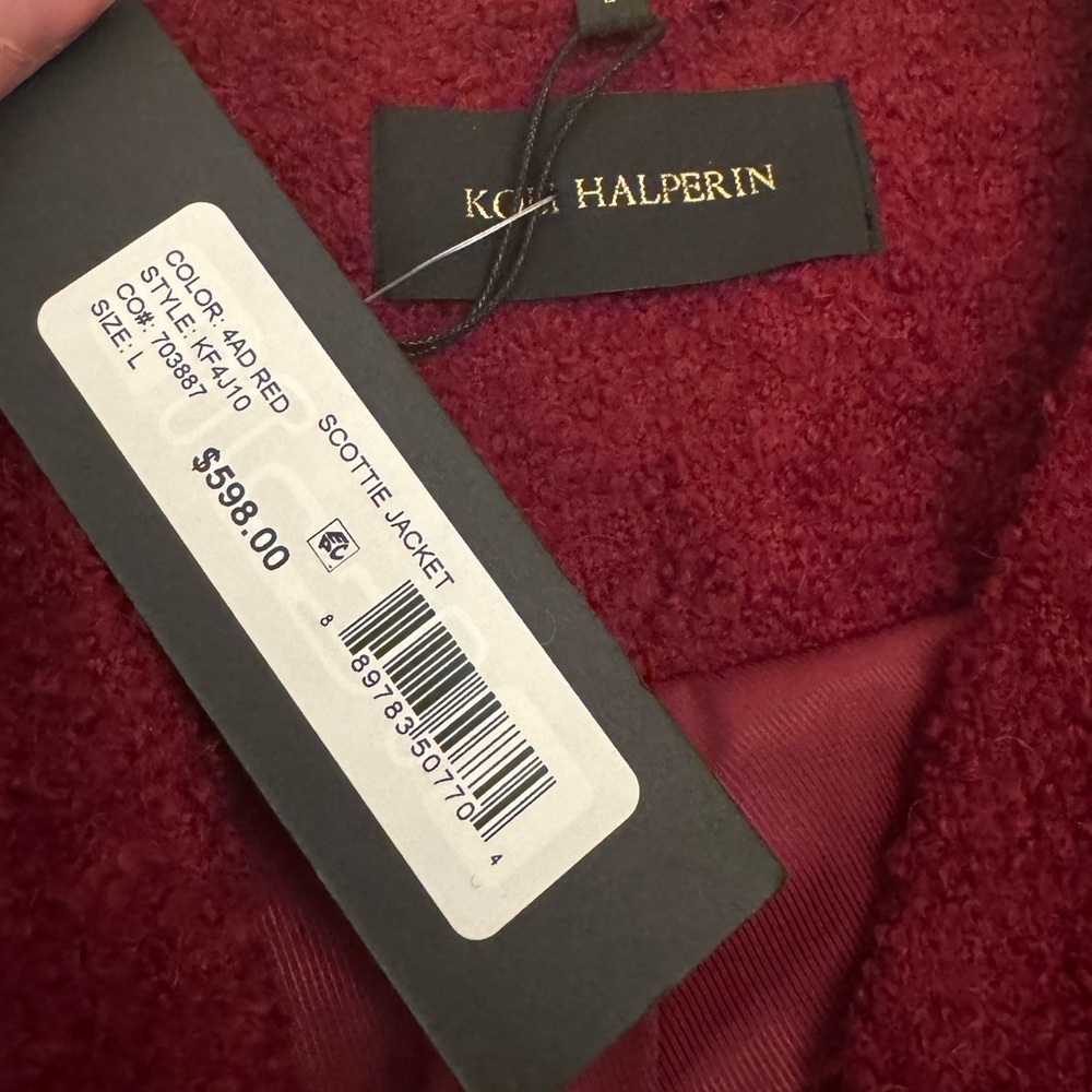 Kobi Halperin-NWT Burgundy Red Scottie Chain Blazer Jacket - Picture 7 of 8